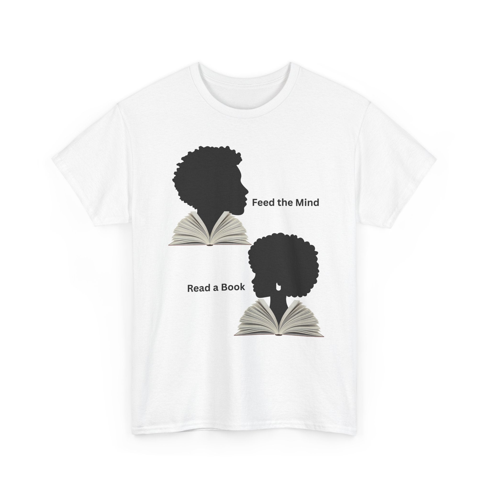 Read a Book Tee — 'Feed the Mind' Afro Silhouette Reading Shirt