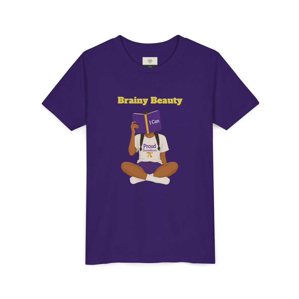 Youth Tee — "Brainy Beauty" Girl Reading Design