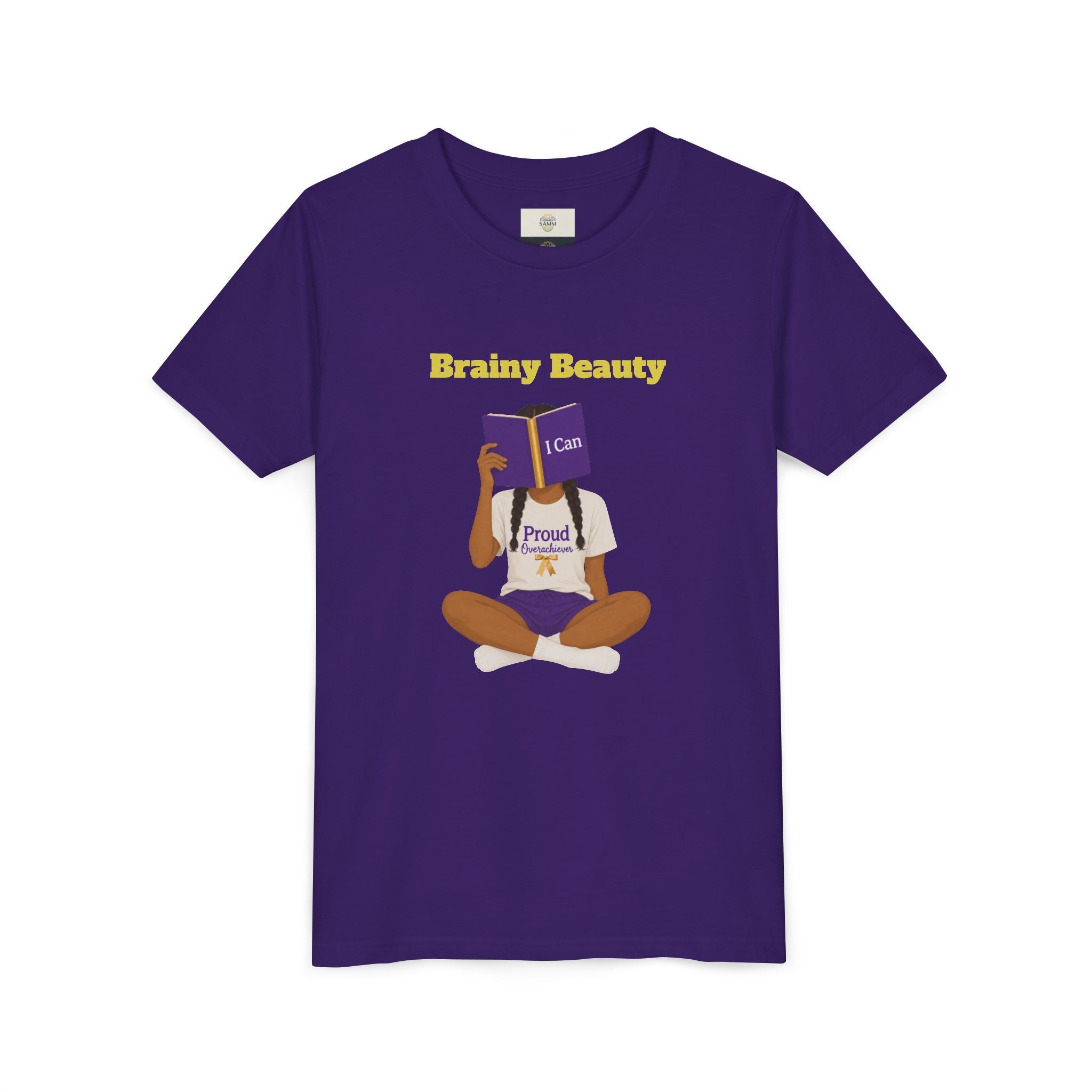 Youth Tee — "Brainy Beauty" Girl Reading Design