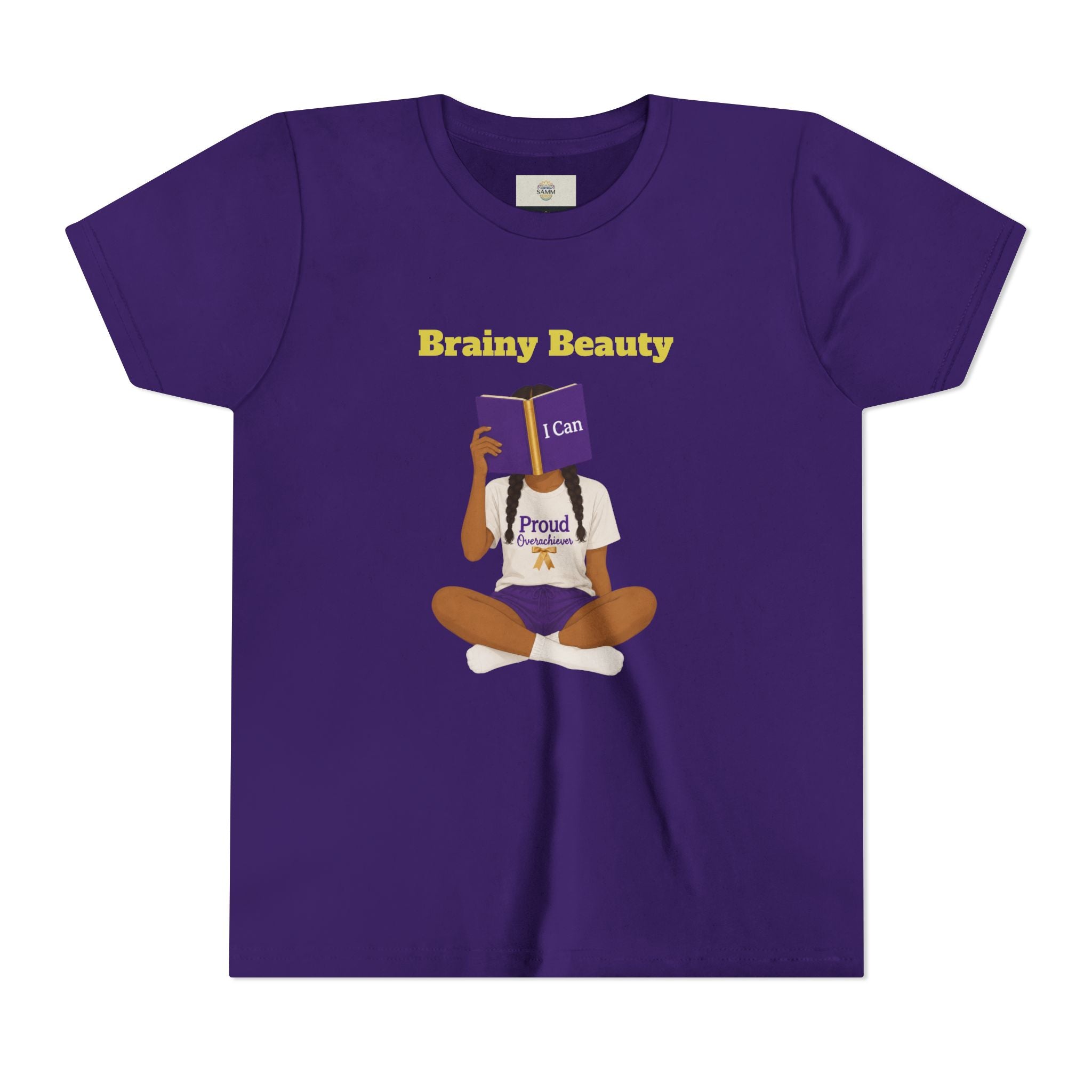 Youth Tee — "Brainy Beauty" Girl Reading Design