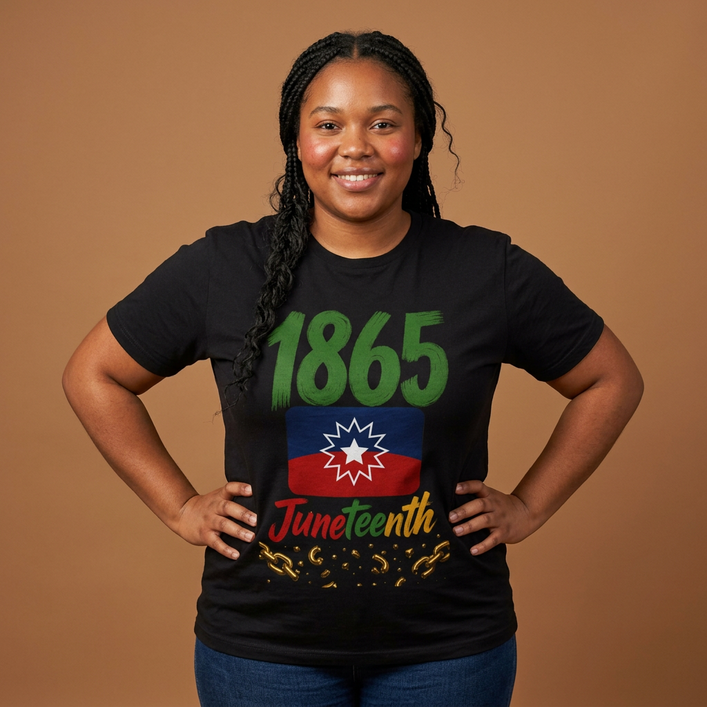 Juneteenth Flag with Broken Chain 1865 T-Shirt | Independence Day Tee