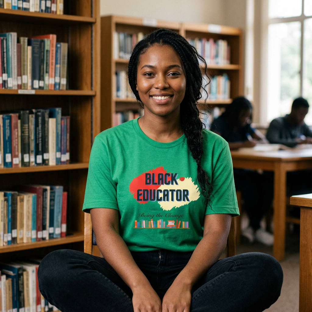 Black Educator Graphic Tee | Books Illustration