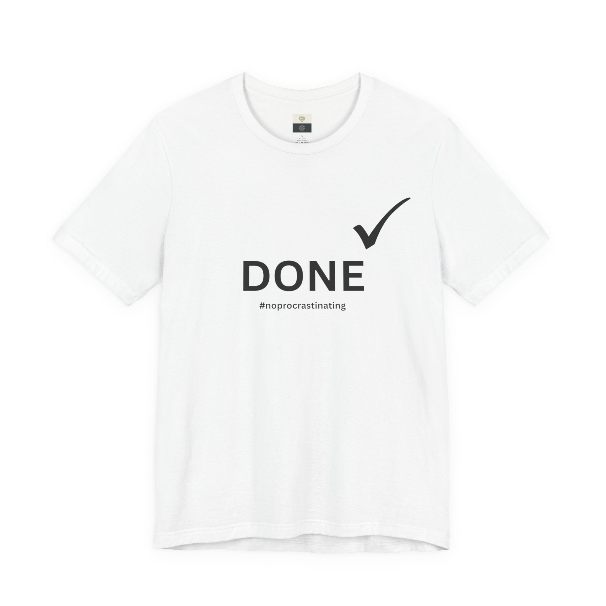 DONE T-Shirt — Minimalist Checkmark Tee with “#noprocrastinating”