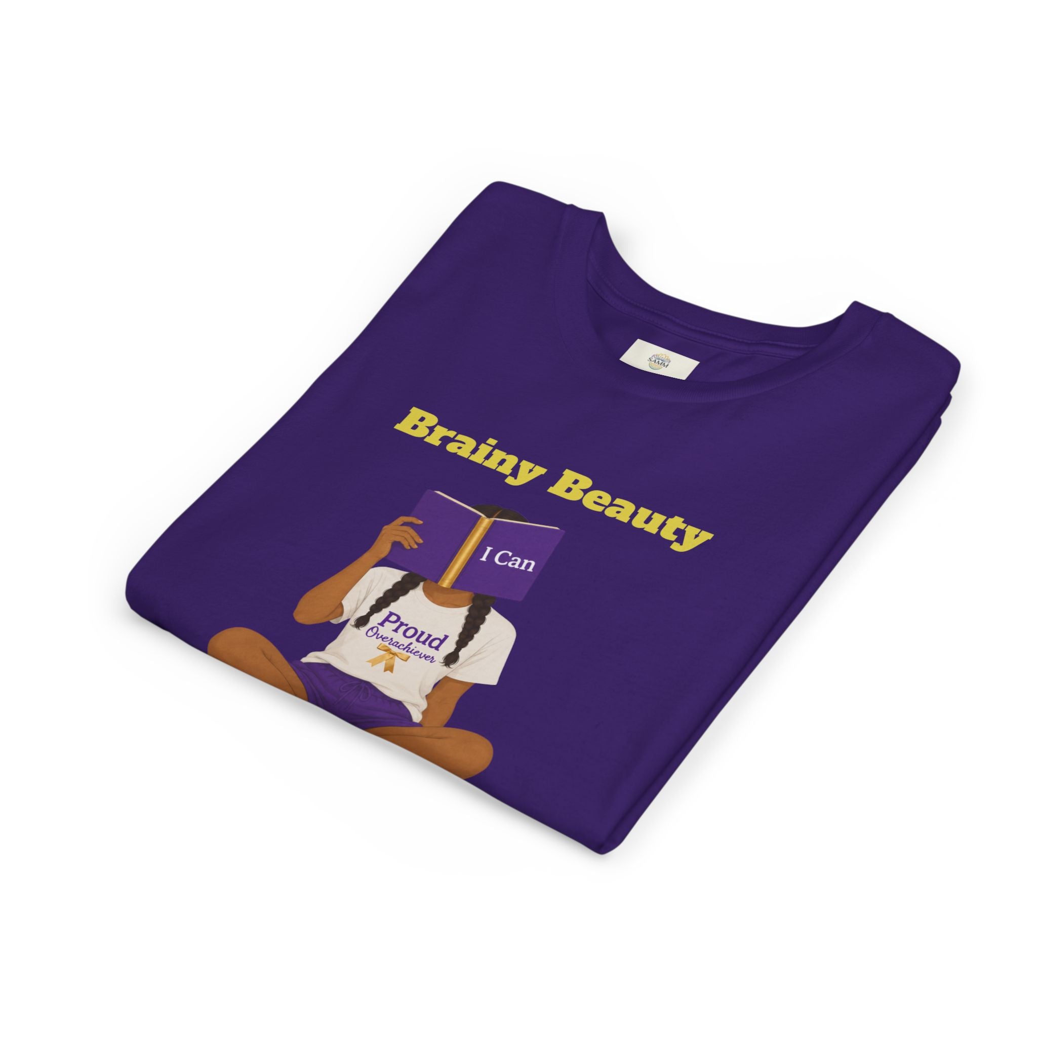 Youth Tee — "Brainy Beauty" Girl Reading Design