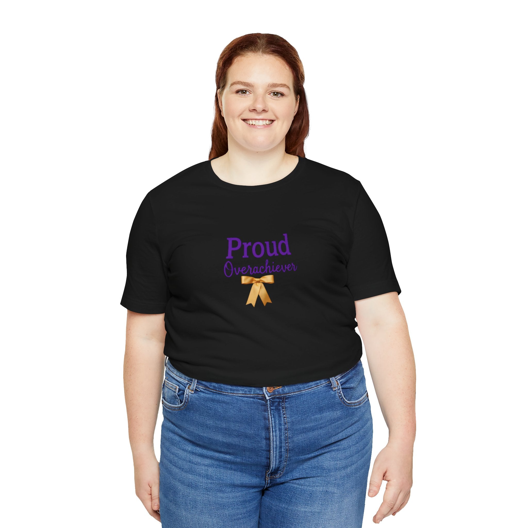 T-Shirt — "Proud Overachiever" Gold Ribbon Graphic