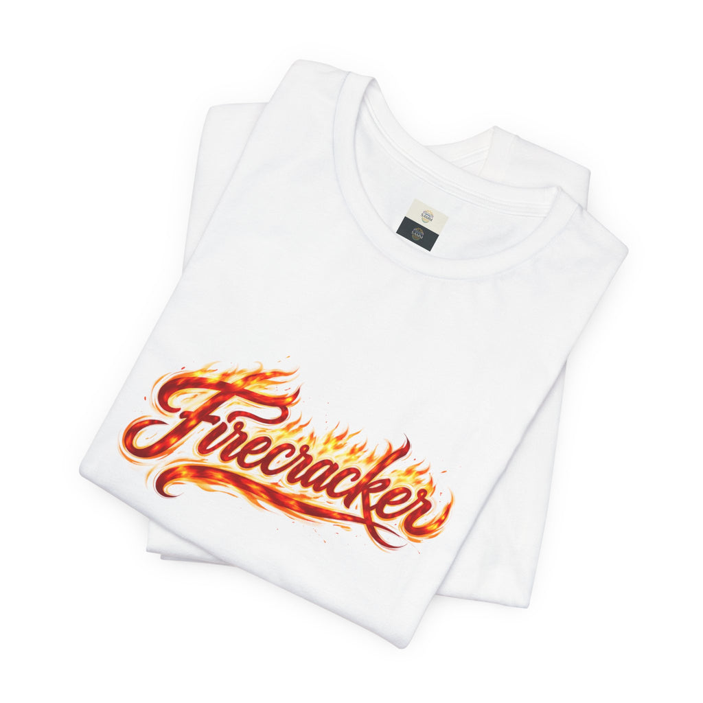 Firecracker Graphic Tee — Feisty Flame Script T-Shirt