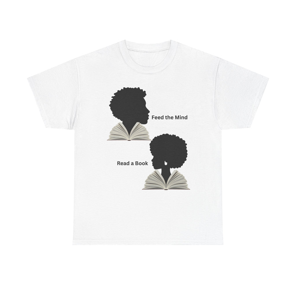 Read a Book Tee — 'Feed the Mind' Afro Silhouette Reading Shirt