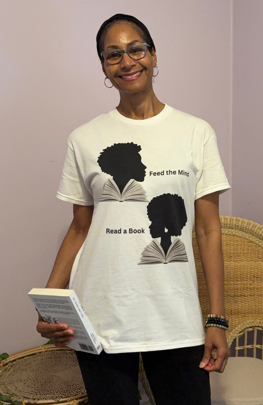 Read a Book Tee — 'Feed the Mind' Afro Silhouette Reading Shirt